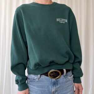 Vintage Hollister Green Crewneck Sweatshirt Relaxed Fit Minimalist Women's XS